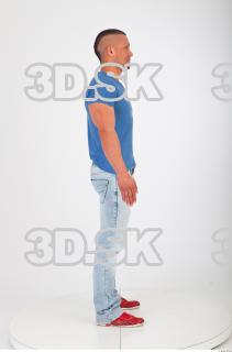 Whole body blue tshirt jeans photo reference of Regelio 0007